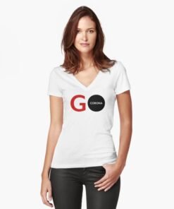 Lava Prints Go Corona T-shirt for Women White V-Neck