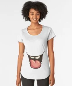 Lava Prints Tongue out T-shirt for Women White Round Neck
