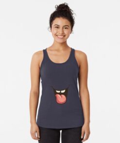 Lava Prints Tongue out T-shirt for Women Black Top Tank