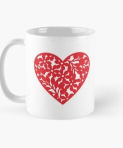 Heart shape printed coffee mug