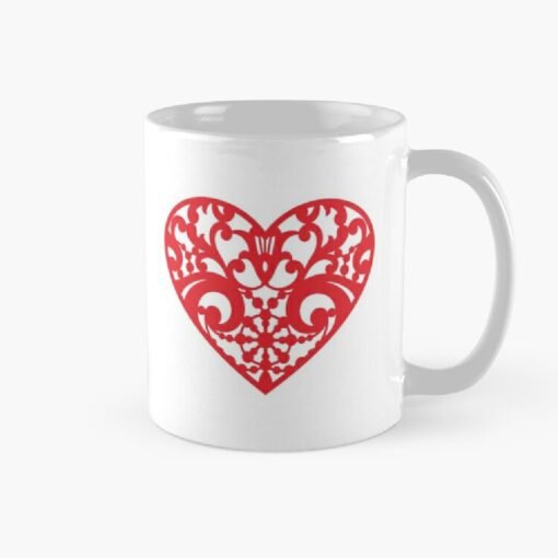 heart shaped design printed mugs