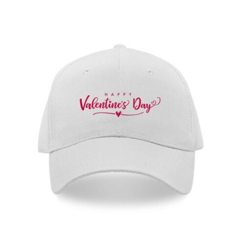 White cap printed with valentine's day wishes