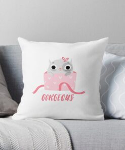 White gorgeous printed throw pillow