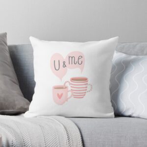 White throw pillow U & Me