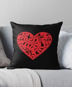 Red heart shape printed pillow