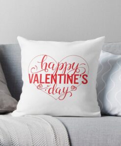 Happy valentine's day pillow white