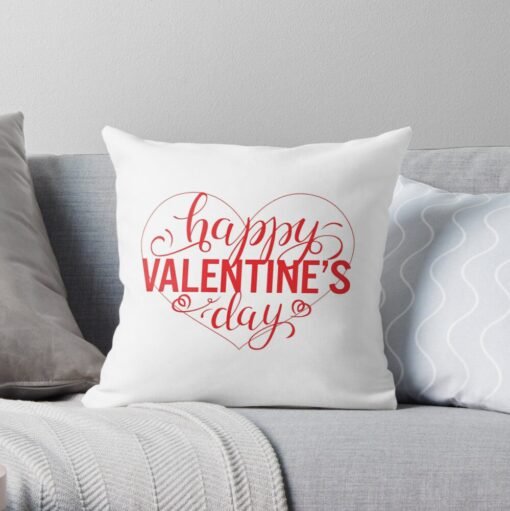 Happy valentine's day pillow white