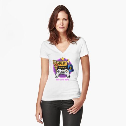 V-neck fitted t-shirt for women